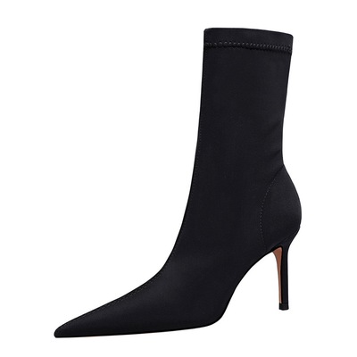315-A1 315 - A1 European and American wind contracted fine with high heels stretch lycra fashion female boots sexy show thin nightclub point short boots