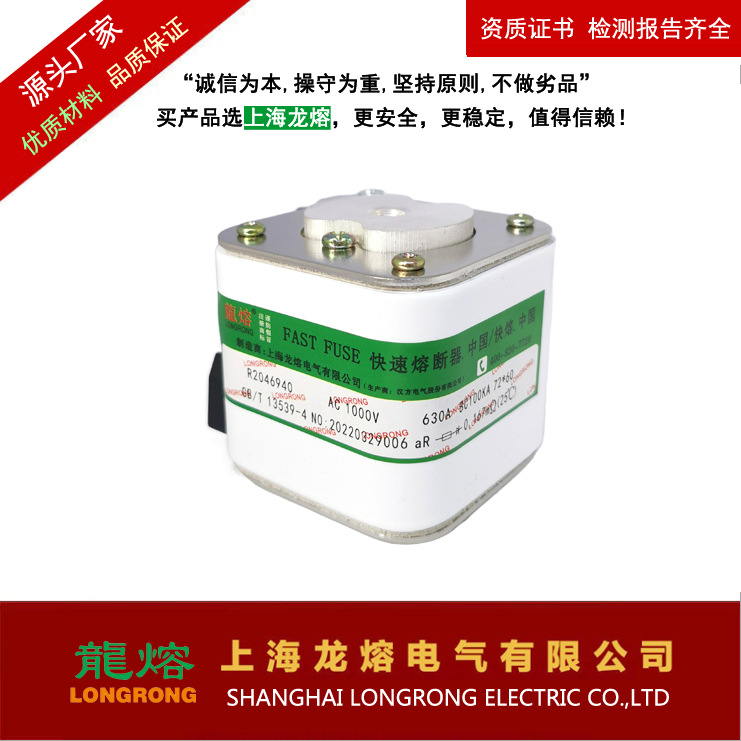 快速熔断器 R2046940 AC1000V 630A  银片熔芯 认准"龍熔"品牌低
