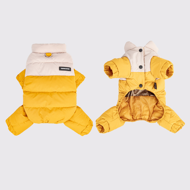 国境を越えた秋と冬のペット服犬四本足綿コートスタンドカラー防風防雪暖かく快適な犬の綿コート卸売|undefined