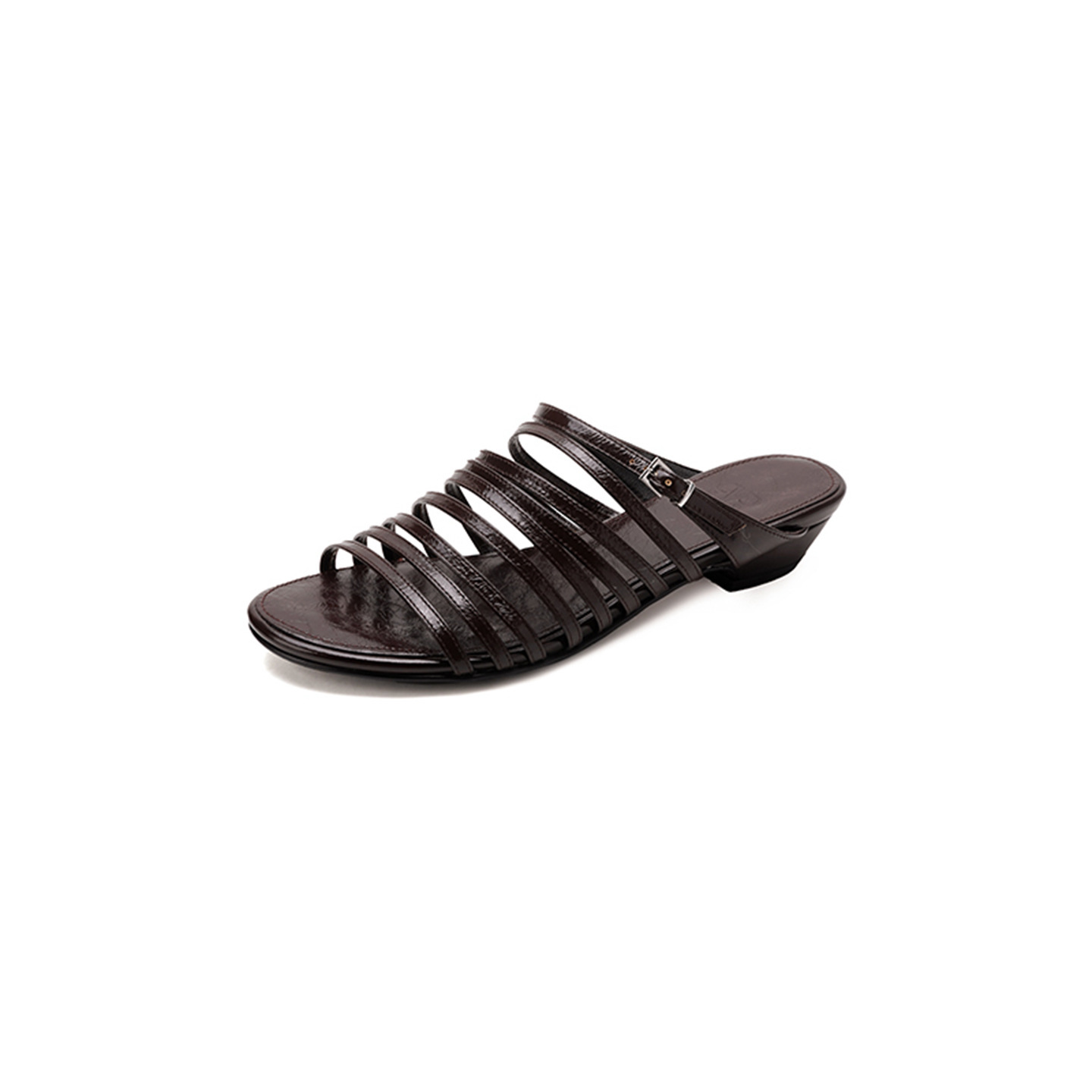 Dép sandal nữ quai chữ V đế bệt dây da bò phong cách La Mã — màu nâu chi tiết 25