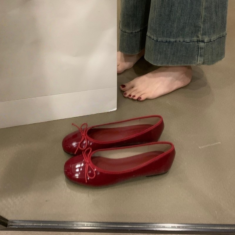 蝴蝶结仙女浅口单鞋女春秋新款法式复古温柔小众晚风平底豆豆鞋子|undefined