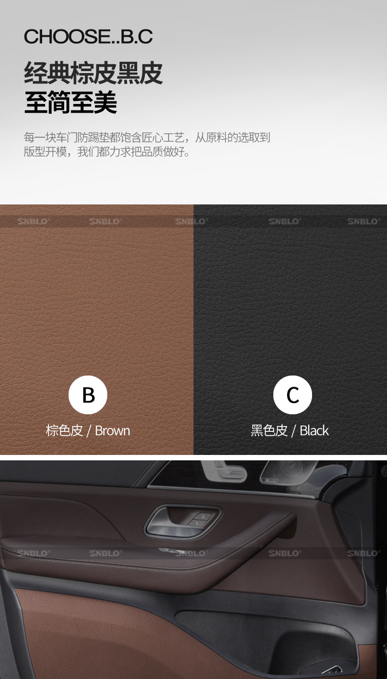 Suitable for Mercedes-Benz GLS leather anti-kick pad door sill strip door panel interior protection sticker car modification parts supplies