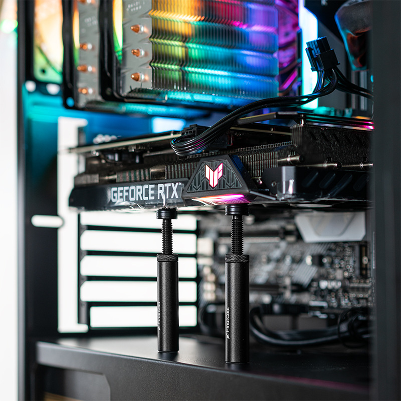 Corte en frío todo aluminio telescópico giratorio tarjeta gráfica soporte vertical computadora de escritorio tarjeta gráfica soporte marco/tarjeta gráfica Jack