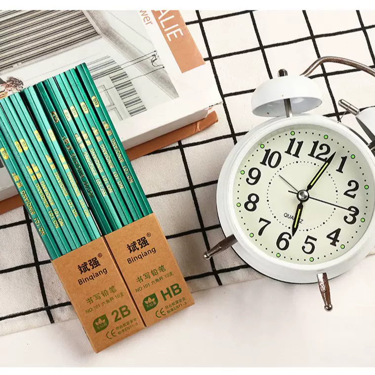 厂家批发绘图黑芯铅笔 创意文具学生2BHB铅笔 六角杨木绿杆铅笔