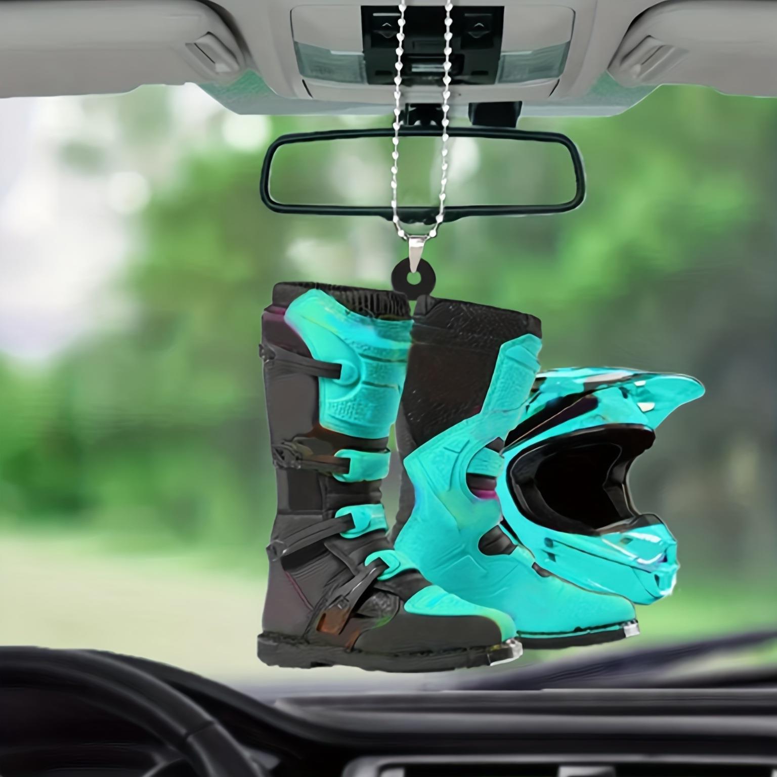 24 años de nuevo casco creativo botas de rally acrílico colgante plano espejo retrovisor de automóvil colgante de Navidad