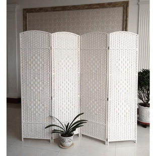 Woven Rattan Screen, Hand-Folded Partition, Solid Wood, Fashionable Hotel Entrance, Living Room, Bedroom, Mobile Folding Screen, Simple Factory