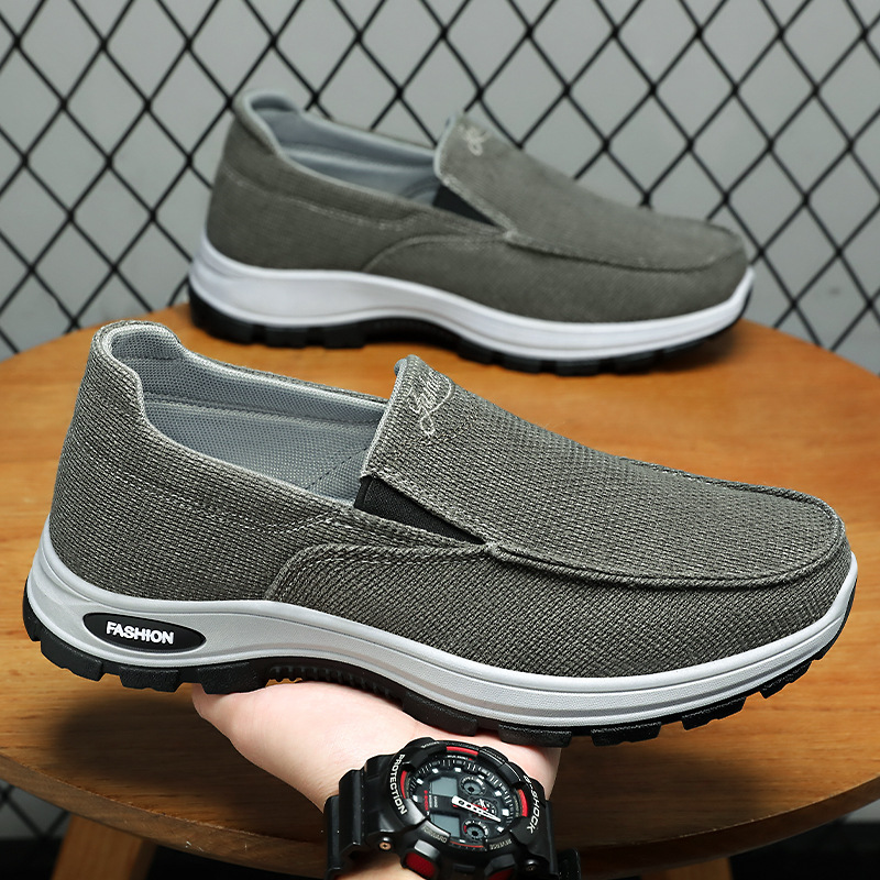 Men's Spring New Casual Old Beijing Cloth Shoes, Slip-On Single Shoes, Dad Shoes, Soft Sole, Comfortable Work Shoes