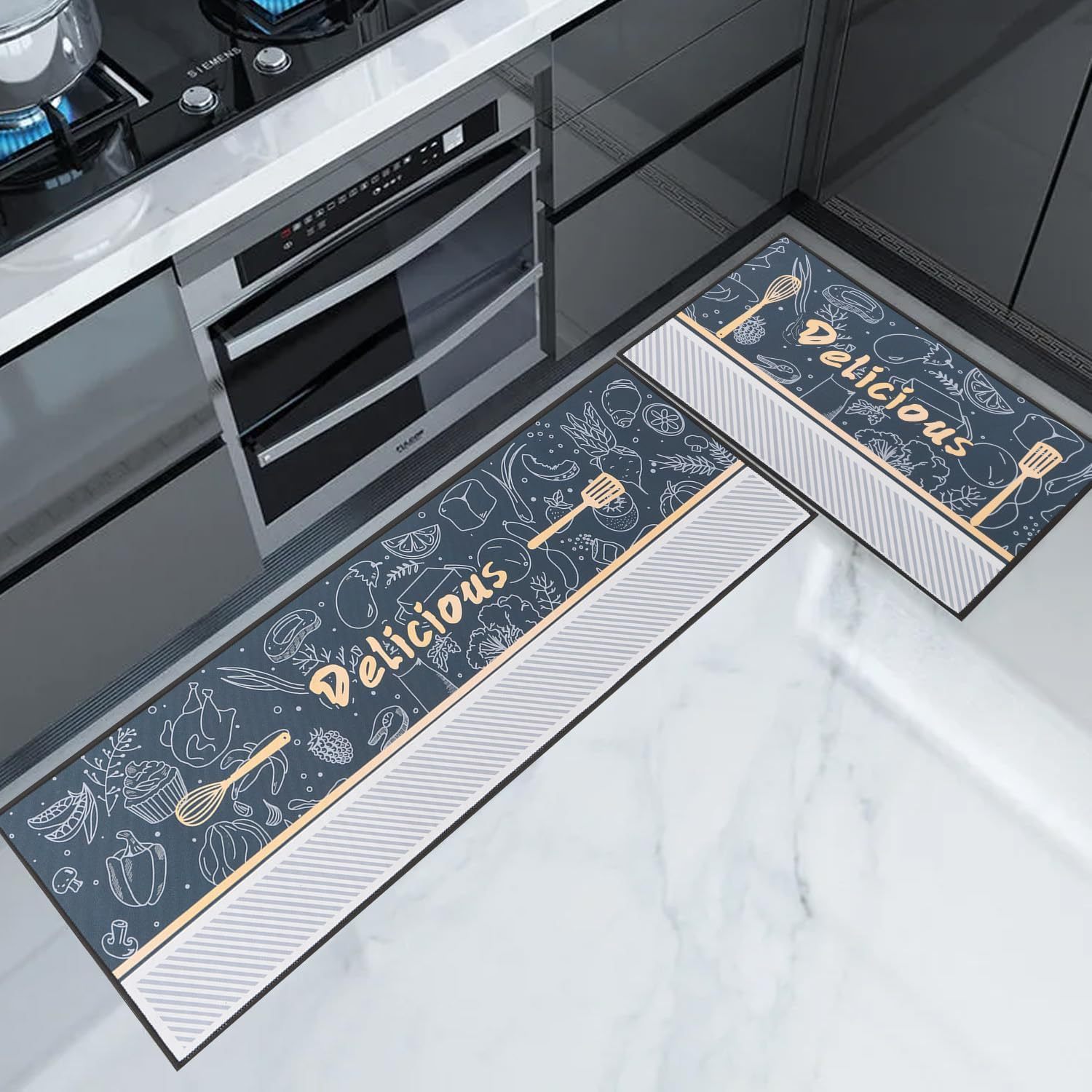 Cross-Border American Retro Abstract Floor Mats Absorb Water and Oil, Easy to Care For, Kitchen Mats, Entrance Mats, Stain-Resistant and Wear-Resistant Foot Mats for Delivery