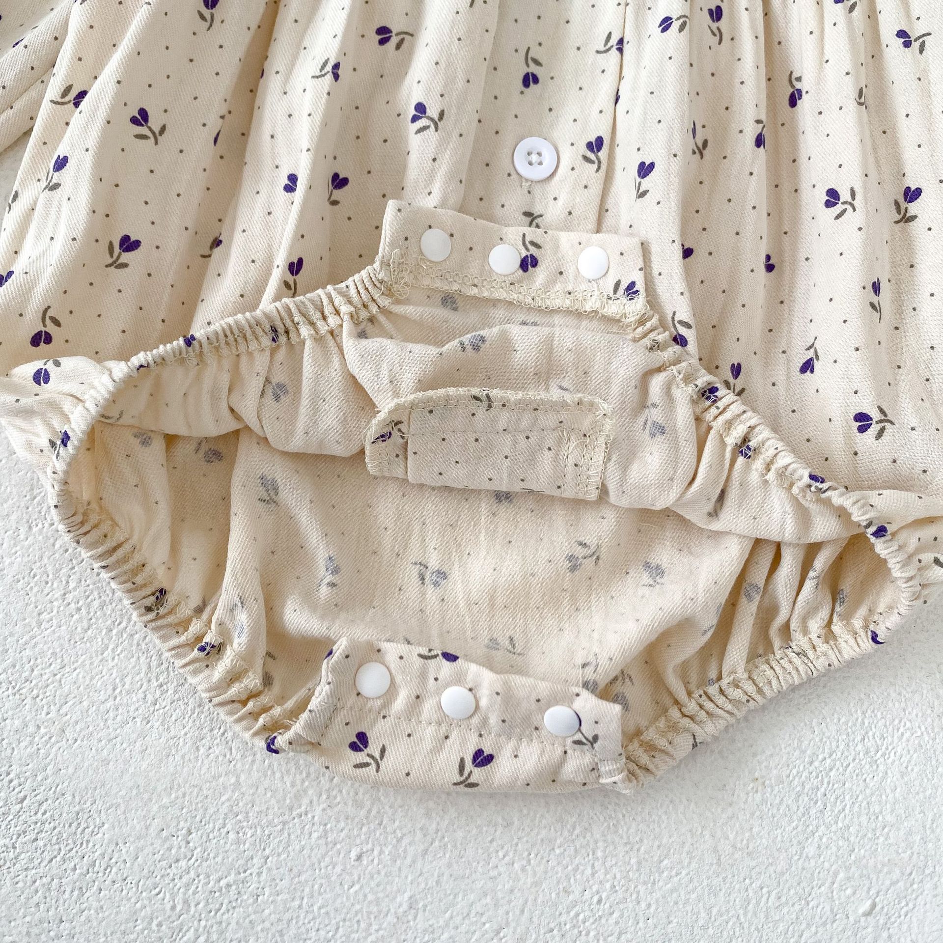 Cotton children's clothing 2024 autumn new item for infants and young girls, long sleeved khaki, wavelet dot flower_voghion.com