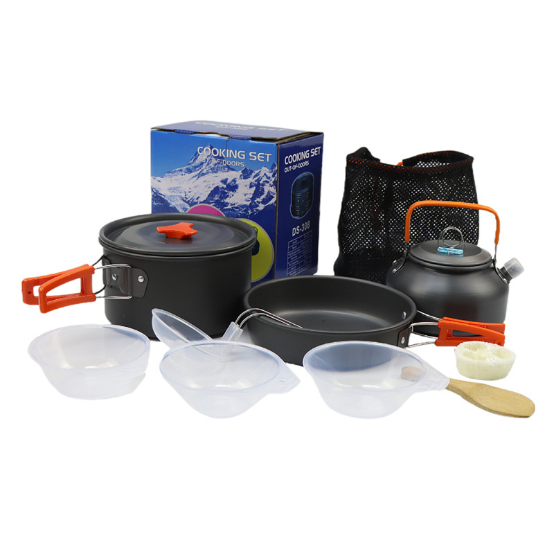 Ds308 Outdoor Cookware Camping Tableware Camping Pots and Pans Picnic Kitchenware Tableware Set Camping Kettle Pot Set