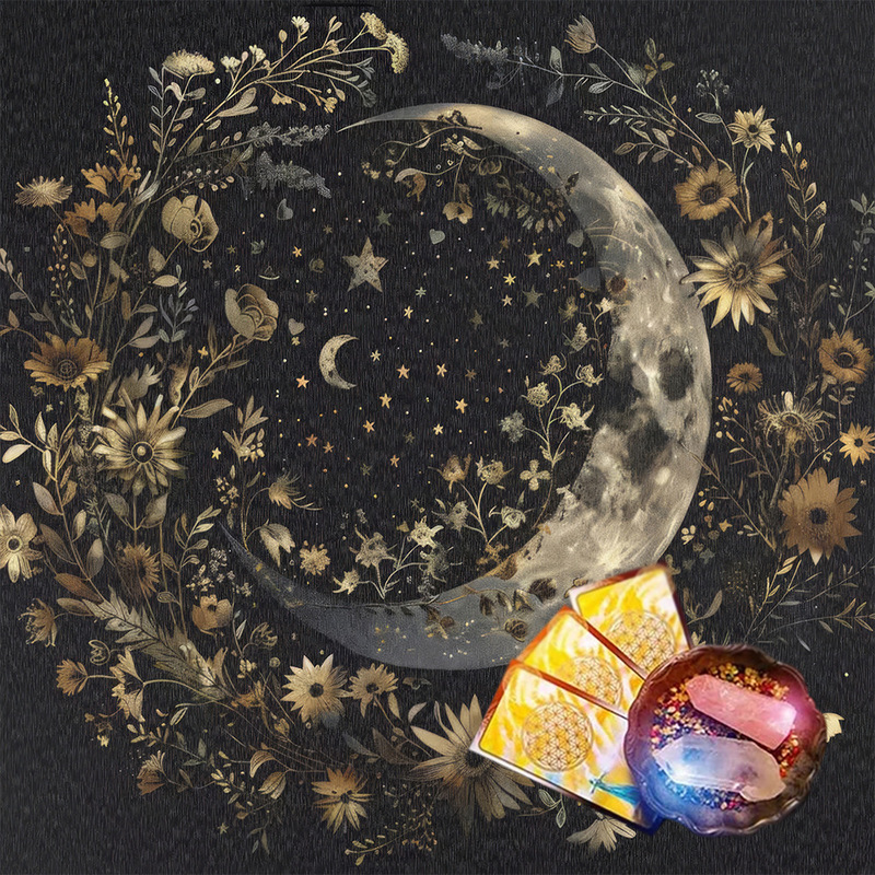 タロットテーブルクロスTarot Tablecloth布マット月相太陽花卉太陽生命樹ベルベットテーブルクロス|undefined