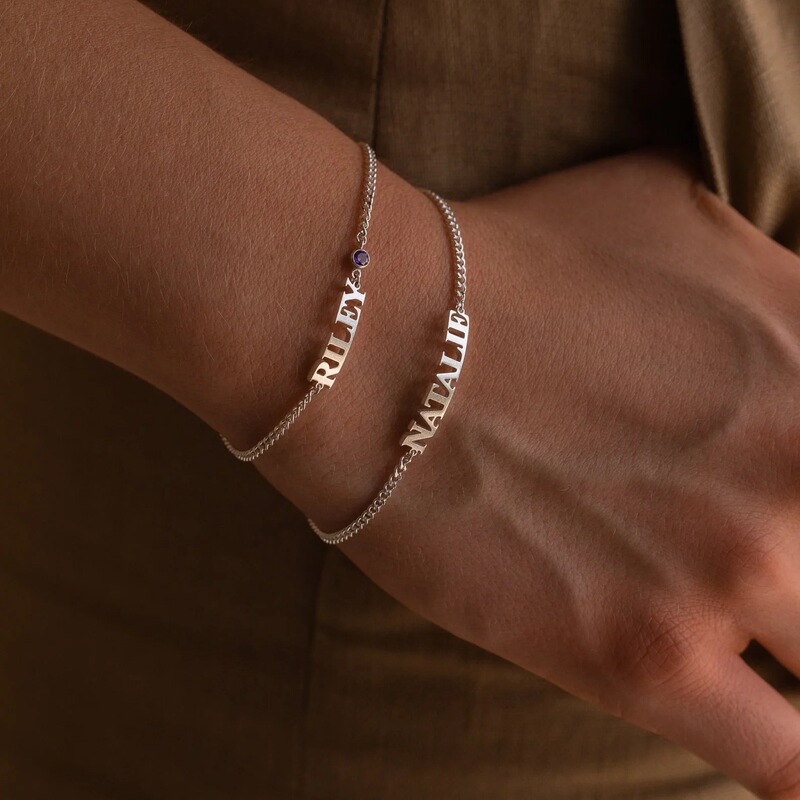 Cross-border personalized name bracelet design Cuban chain DIY custom English letter bracelet