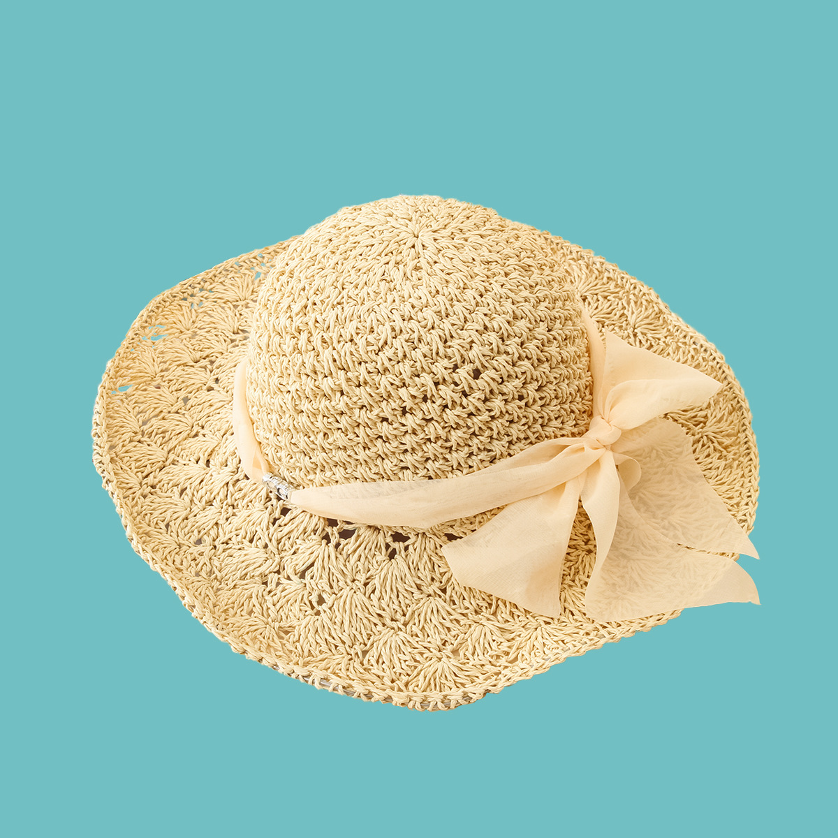Korean Sunscreen Wide-brimmed Dome Straw Hat display picture 2