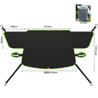 Car snow shield, magnetic, thickened, sun-resistant, Car snow shield - black-green-trim-6-magnet-oxford-cloth-front-shieldside-window-shield4-windproof-straps-packaged-in-a-frosted-drawstring-bag