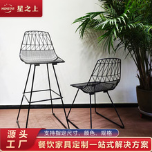 定制户外铁线椅餐厅室外餐椅 黑色铁椅现代树叶椅简约铁艺椅