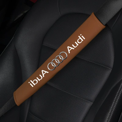 Leather Comfortable Breathable Seatbelt: Seat belt shoulder pad - audi-business-brown-pair-6x38cm