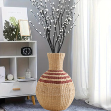 蒲草纯手工编织花瓶批发草编水葫芦草ins花瓶花器居家桌面编织摆