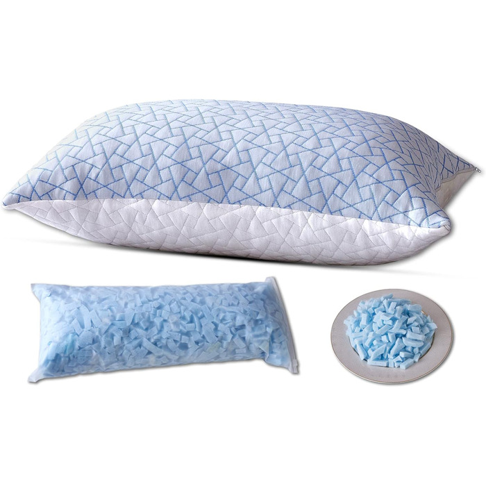 Almohada de memoria de tela de seda fría | Relleno de partículas viscoelásticas | Almohada ergonómica ventilada