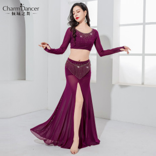 Qingcheng Dance Original Belly Dance Costume Light Luxury Hot Drilling Tassel Hip Long Dress Practice Clothes Oriental Dance Costume
