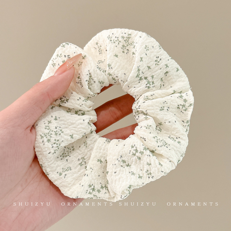 Lazo para el cabello de intestino grueso de encaje blanco de gran tamaño coreano para mujer 2025 nueva banda de goma cordón de encaje retro francés