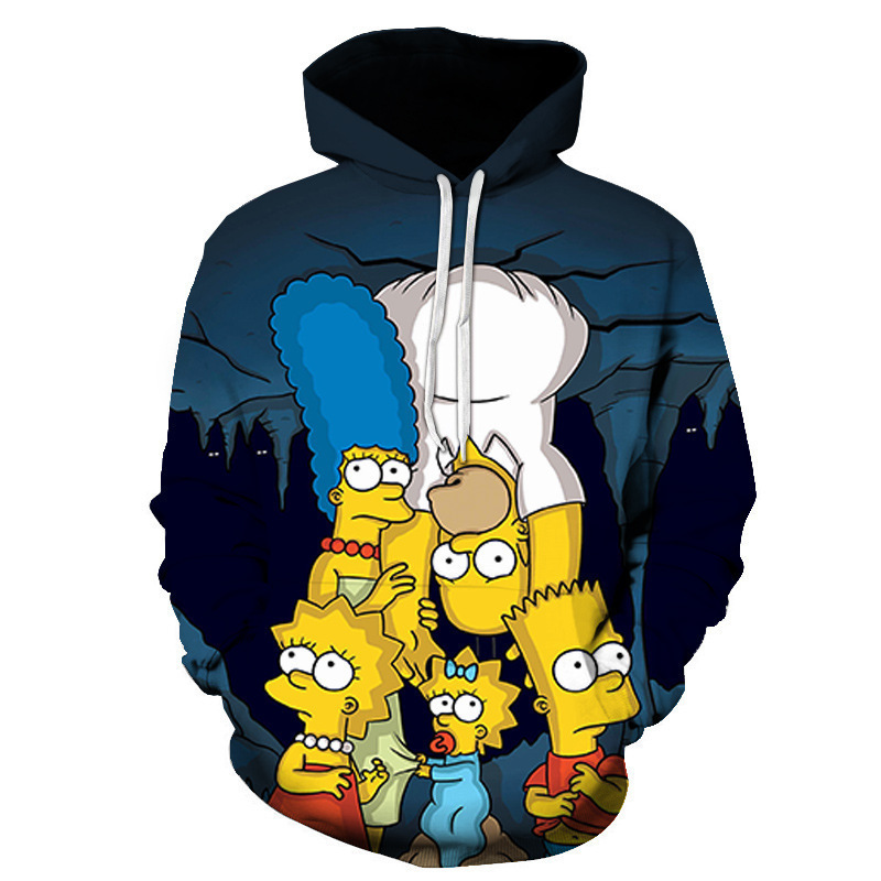 COS American TV series cartoon Simpsons character peripheral Series 3D digital printing new casual hooded sweater