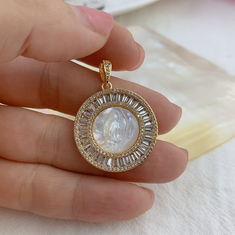 15g Weight Zircon Inlay Material Charms Classification 1 Piece Quantity Shell, Copper Material Round Pattern Plating, Inlay Design Retro, Roman Style Style 1 Piece Shell Copper Zircon Round 5