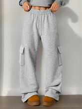 S 34752 Side Pocket Wide Leg Sweatpants ��ɰ�ֱͲ���ȿ�