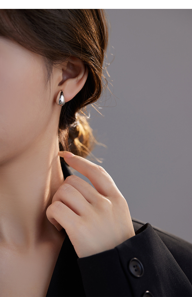 925 Sterling Silver Material Water Droplets Pattern 1 Pair White Gold Plated Gold Plated 925 Sterling Silver Water Droplets Ear Studs