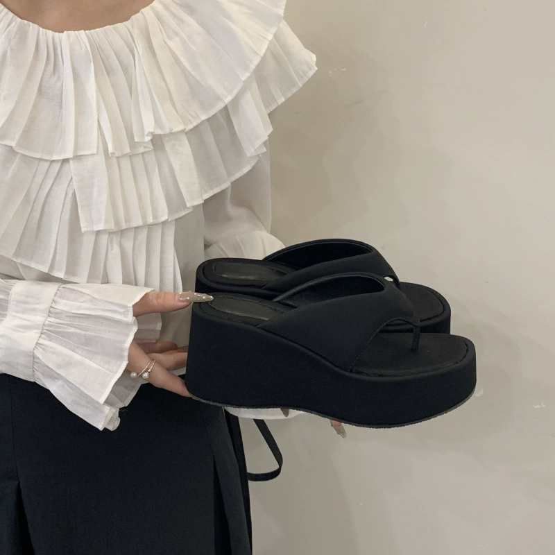 Весенние женские туфли 2025 года, сандалии с круглым носком, на толстой подошве, из шелкового атласа, с откидной застежкой