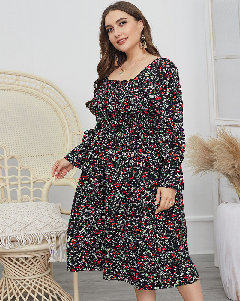 chiffon temperament printed dress NSQH21175