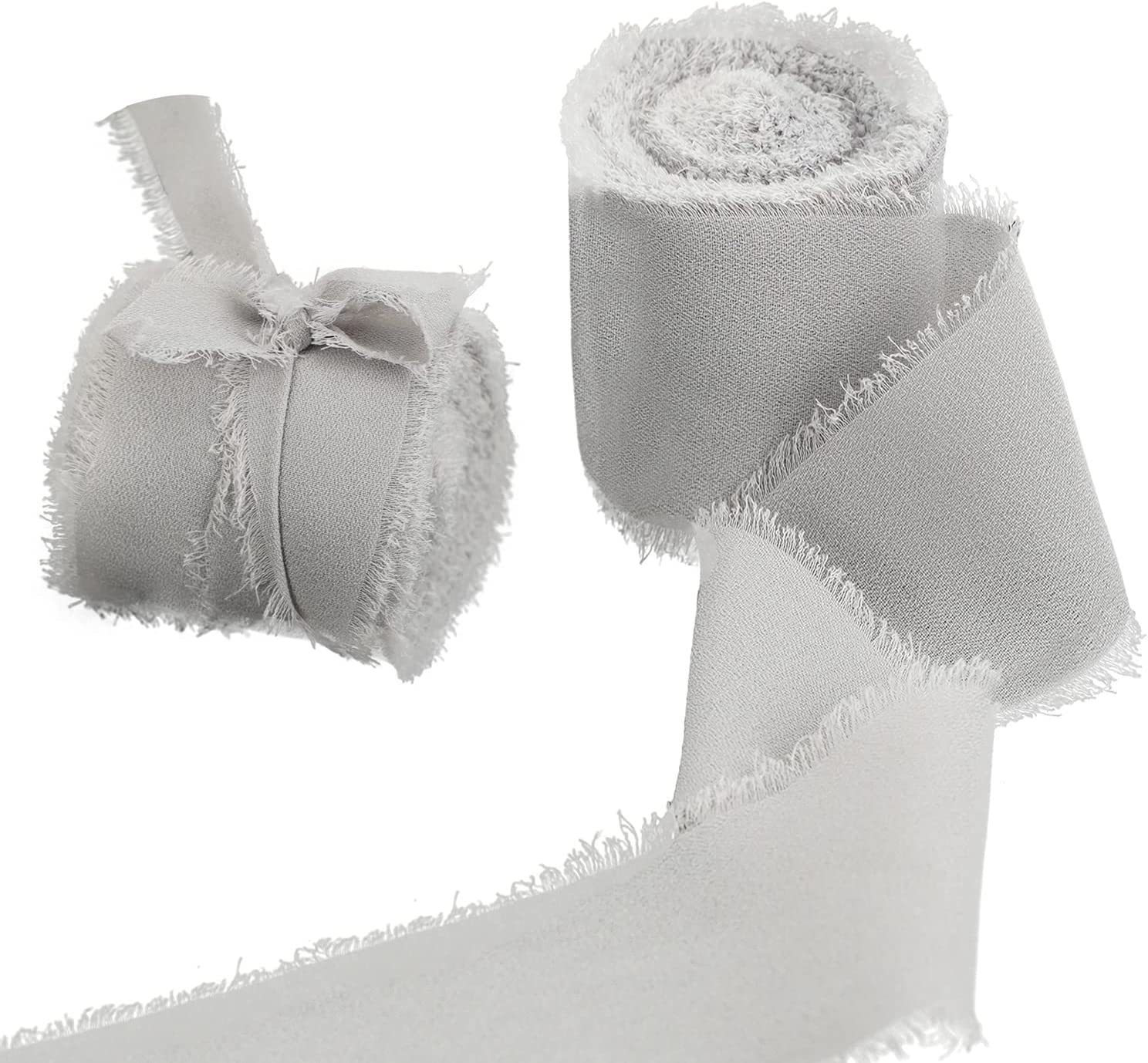 INS deshilachado gasa cinta ramo de la boda borla cinta arco decoración hilo de nieve tira de tela de seda