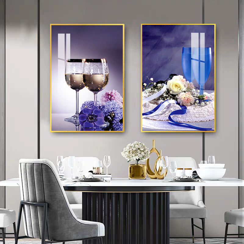 Pintura decorativa de comedor simple mesa de comedor cuelga pinturas de porcelana de cristal de fondo pinturas murales sin perforación