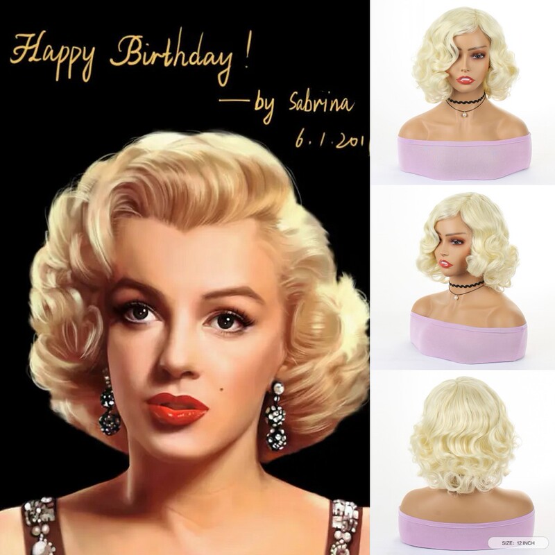 Marilyn Monroe Wig Blonde European and American Women's Short Curly Hair Rose Net Blonde Amazon AliExpress Wig