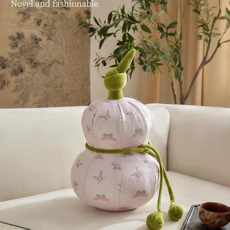 New Chinese Style Retro Gourd Flower and Bird Decorative Pillow for Living Room Sofa Creative Decorative Cushion Headboard Pillow Ornament