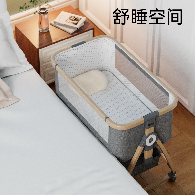 Cama BB portátil móvil con mosquiteros, cuna para bebés recién nacidos, cama de madera, cuna para bebés, mascota