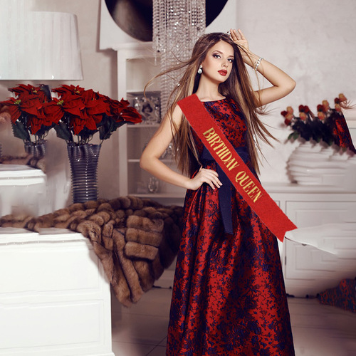 Birthday party glitter cloth shoulder strap etiquette belt birthday girl queen girl belt ribbon manufacturer