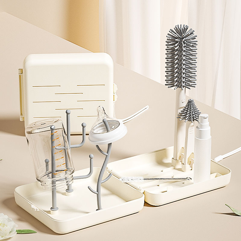 ポータブルセットベビーストローブラシ回転ボトル洗浄ブラシセットクリーニングブラシ子供用シリコンボトルブラシ|undefined