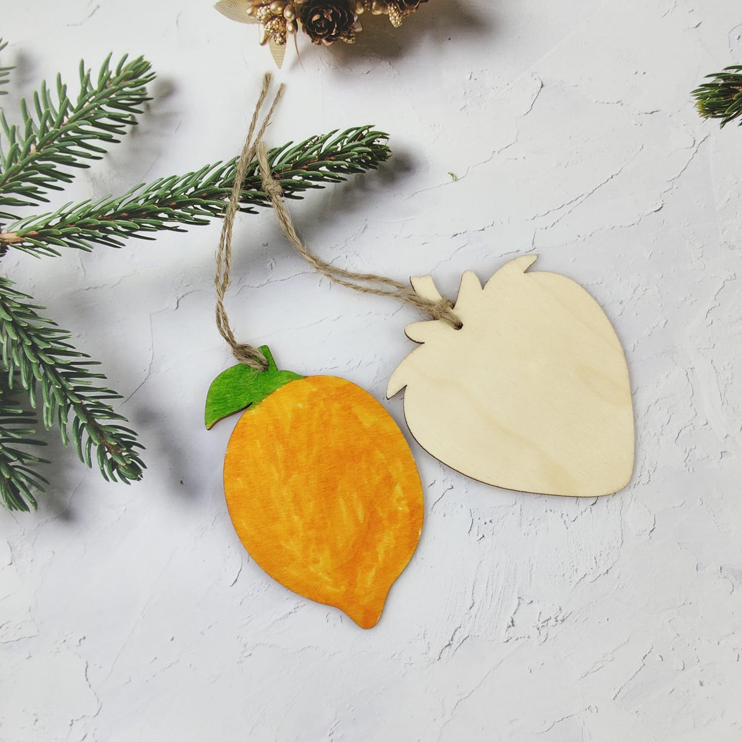 4 manzanas de madera huecas transfronterizas, limón, piña, fresa, decoraciones en forma de fruta hueca, piezas de madera de bricolaje para fiestas