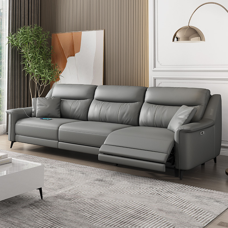 Función transfronteriza sofá cama eléctrica ajustable estilo italiano moderno y minimalista sala de estar sofá cama multifuncional retráctil de piel