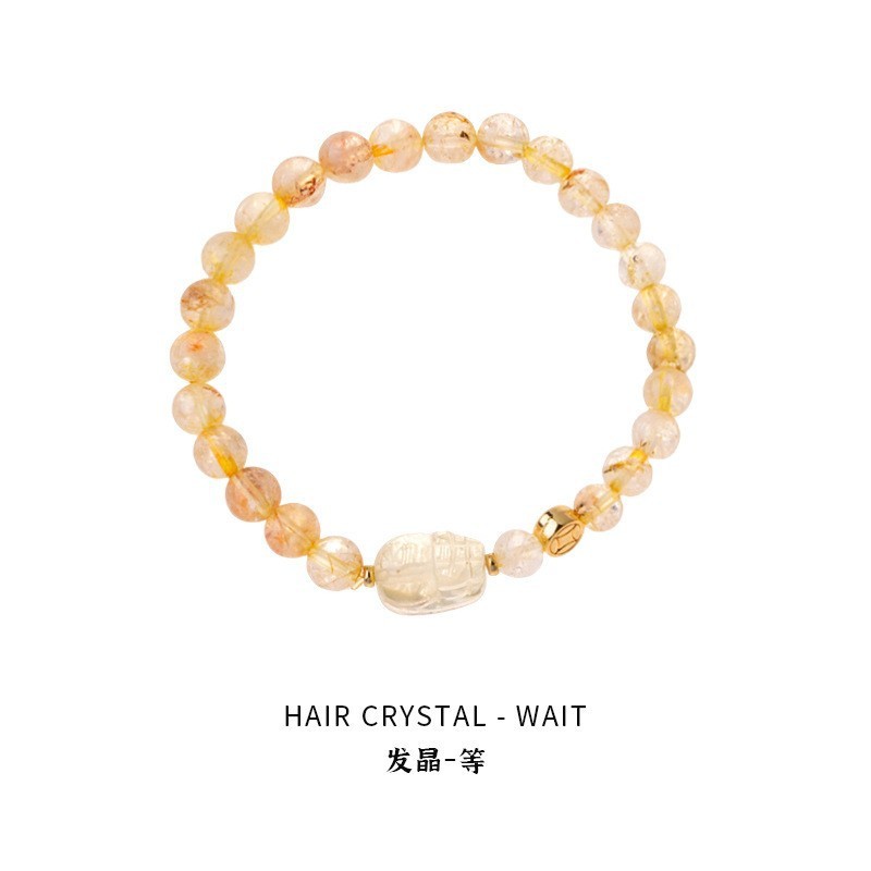 Hanluo~アクアマリンビーズプルブレスレット、ファッショナブルなニッチで絶妙な気質のブレスレット、軽い高級感、ハイエンドで多用途なハンドアクセサリー|undefined