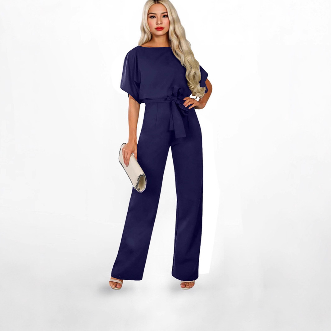 Shiying Europa y los Estados Unidos transfronterizos de color sólido cintura alta atado casual nueve pantalones primavera y verano nuevos monjes de manga corta para mujeres image 10