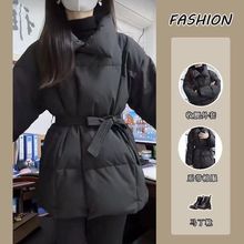 棉服冬季2024新款加厚韩系黑色高级收腰显外套小个子棉衣显潮