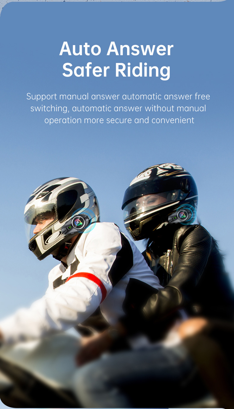 Q68Max Cross-Border Popular Helmet Bluetooth Headset with Mixed Sound Music Sharing, Full-Color Screen, Fm Intercom Helmet Headset