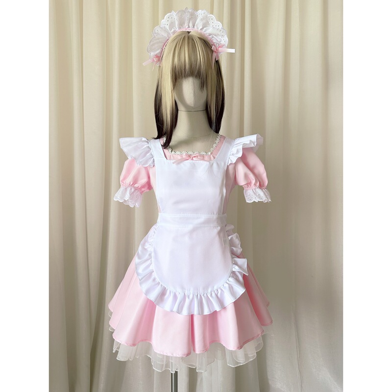 かわいい日系メイド服ロリータCOSエンジェルメイド超萌え犬ショートカフェ紺色メイドワンピース|undefined