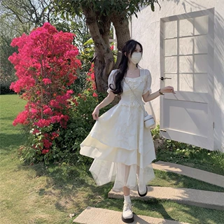 夏季2026年新款设计感短袖连衣裙赫本风女装法式小众甜美茶歇裙子