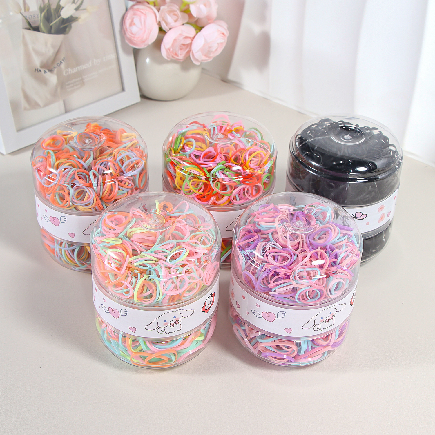 Banda de goma negra para niños, alto valor elástico, duradero, lazo para el cabello, no daña el cabello, anillo para el cabello de goma, accesorios para la cuerda para la cabeza, puesto