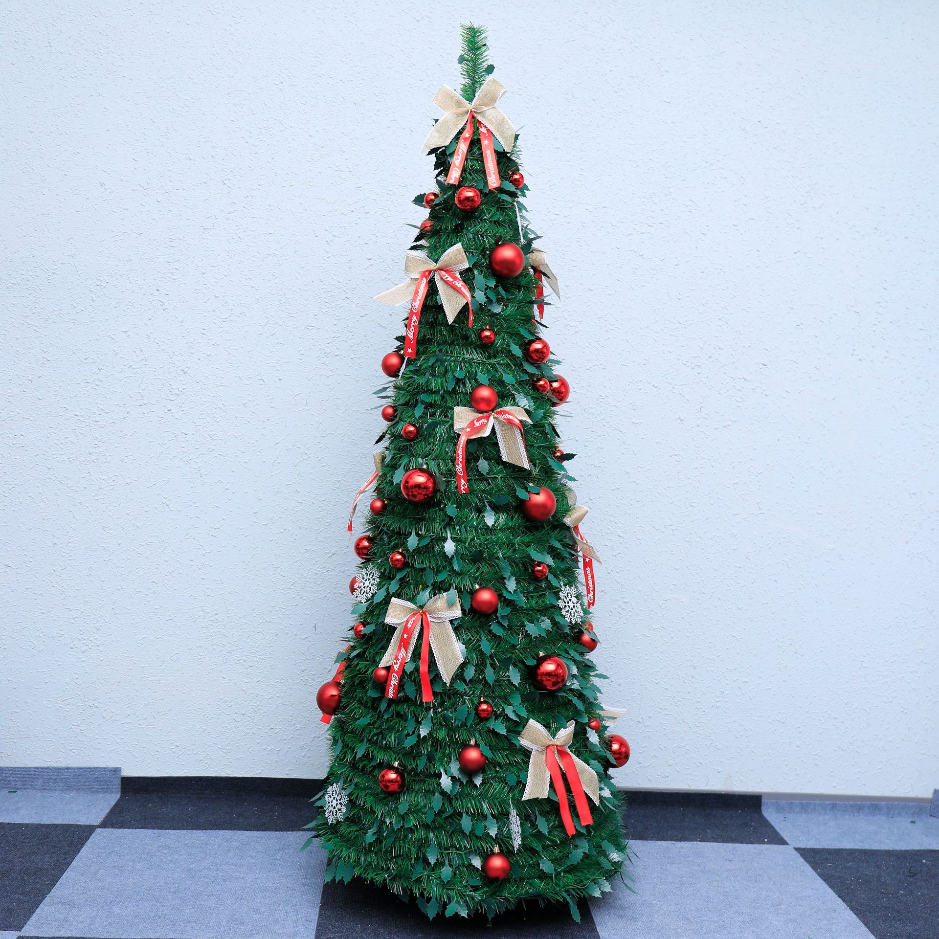 Árbol de Navidad retráctil plegable paquete doméstico decoración de Navidad árbol de torre de PVC 1.8m nuevo solo transfronterizo