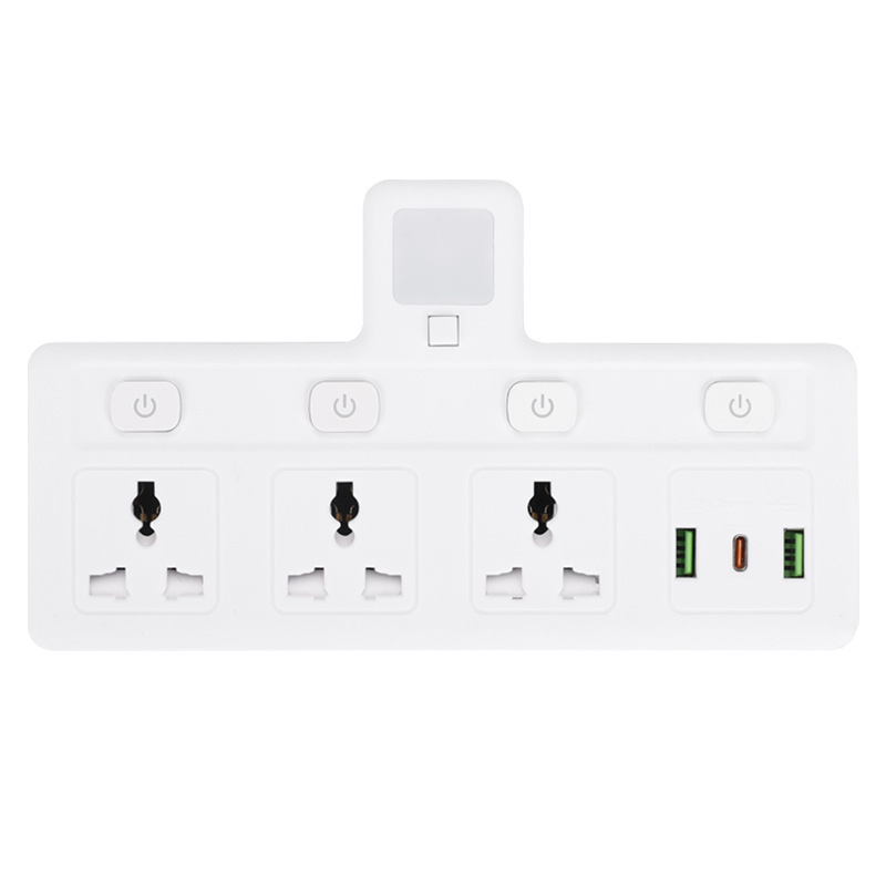 Conexión directa de pared con lámpara nocturna, una gira, tres y cuatro presiones multi-interruptor multifuncional enchufe de conversión TYPE-C convertidor