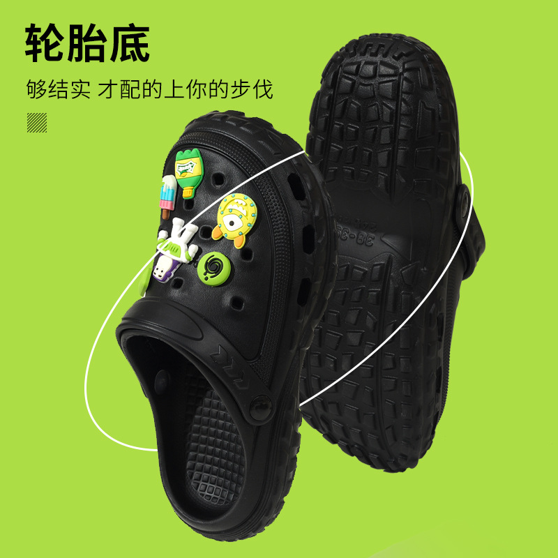 Sandalias de hombre casual de moda de gran tamaño transfronterizo, zapatos de estilo de pareja con agujeros, zapatos de playa de color sólido, sandalias Baotou