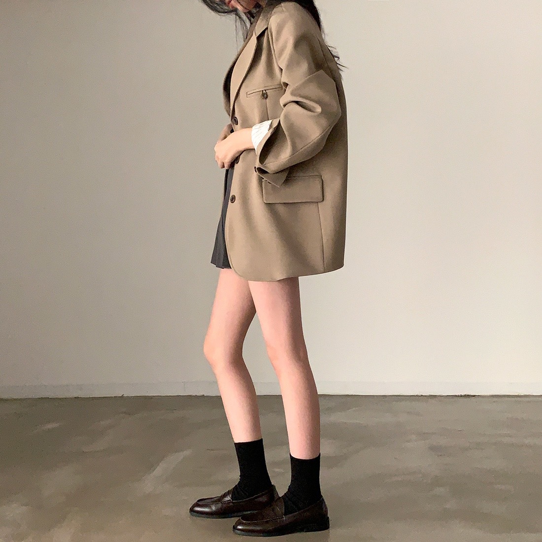 Damen Vintage Blazer Locker Geschnitten Für Frühling Und Alltag_voghion.com